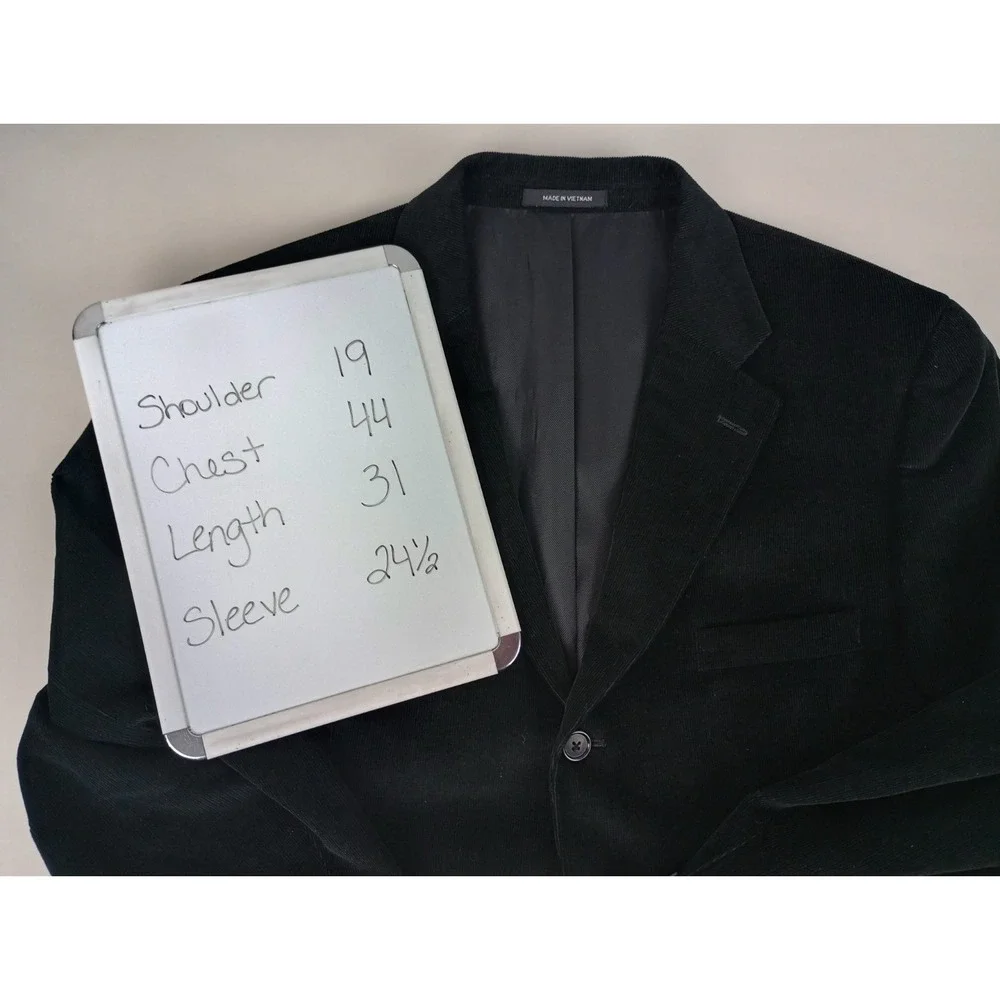 Alfani Mens Black Corduroy 3 Button Single Breasted Blazer Jacket